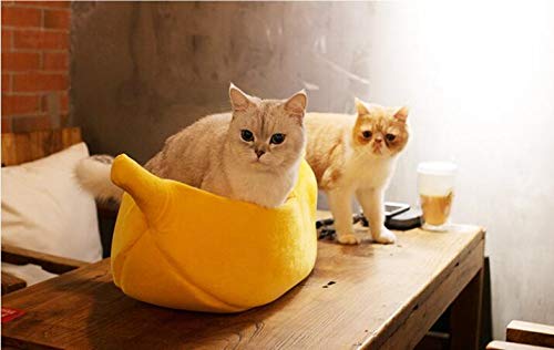 Petgrow · Cute Banana Cat Bed House Large Size, Christmas Pet Bed Soft Warm Cat Cuddle Bed, Lovely Pet Supplies for Cats Kittens Rabbit Small Dogs Bed,Yellow - size: Large