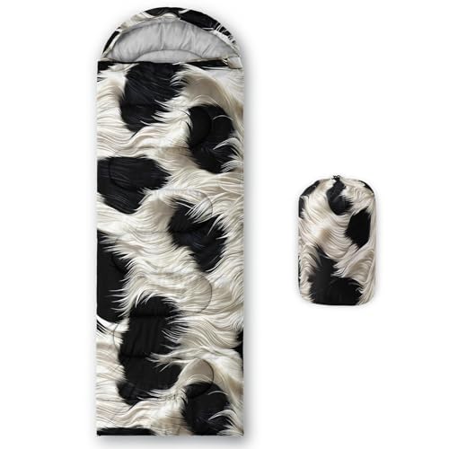 QOOMO Camping Sleeping Bags,3 Season Warm & Cool Weather,Lightweight,Waterproof Sleeping Bags for Adults & Kids,Traveling,and Outdoors,Camping Gear Equipment - color: cow print