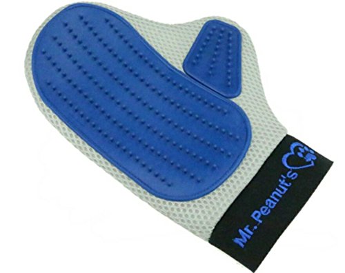 Mr. Peanut’s Pet Grooming Glove – Deshedding Hair Removal Mitt with Gentle Silicone Tips, Adjustable Wrist Strap & Breathable Mesh; Perfect for Dogs, Cats, Rabbits & Small Pets