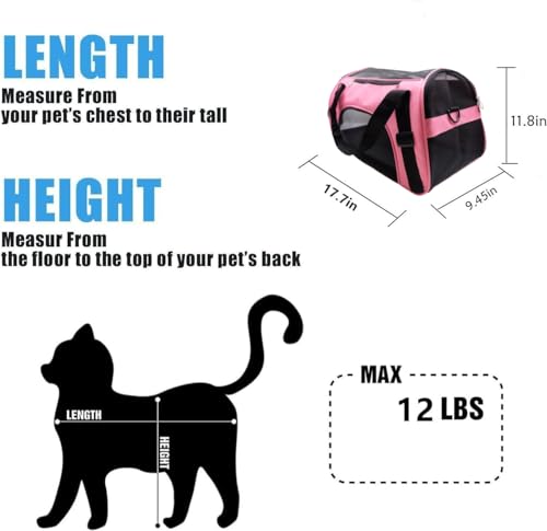 ZaneSun Cat Carrier,Soft-Sided Pet Travel Carrier for Cats,Dogs Puppy Comfort Portable Foldable Pet Bag Airline Approved (Medium-LightPink) - color: Medium-LightPink