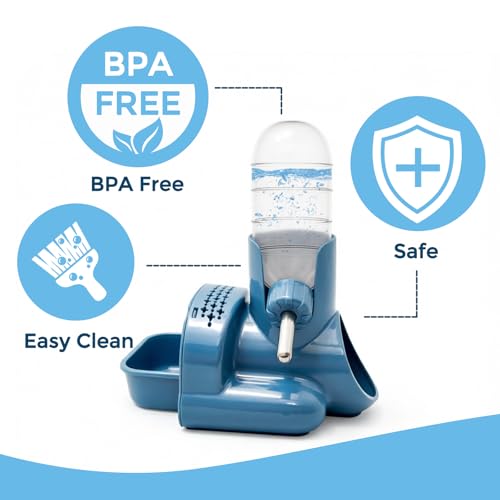 VANNON 3-in-1 Hamster Water Bottle with Food Bowl & Hideout Base, Blue | 3-in-1 feeding station combines water, food and hideout space to help keep hamster cages organized and easy to maintain. - color: Blue
