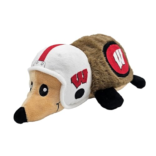 NCAA Wisconsin Badgers Plush Hedgehog Toy for Dogs & Cats, Cool Soft Pet Toy for Fun and Interactive Play, Dog Chew Toy with Squeaker, Licensed Hot Pet Toy - color: Wisconsin Badgers