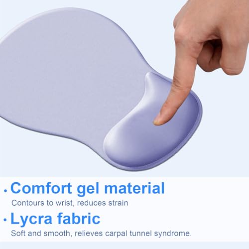 Ergonomic Mouse Pad with Gel Wrist Support, Comfortable Wrist Rest Mousepad with Non-Slip PU Base for Pain Relief, Desk, Home & Office(Purple) - color: Purple