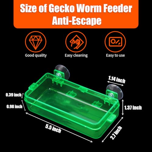 Reptile Suction Cup Feeder 2 Pack, Anti-Escape Food Bowl | for Gecko Lizard Iguana Chameleon Spider Frog Snake, Wall Mount Strong Suction Feeding Dish (Green, M) - color: Green, size: M