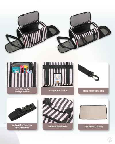 Cat Carrier, Soft Sided Travel Pet Carrier with Top Loading, Striped | Top Load Pet Crate for Large Cat Small Dog Puppy up to 20 Lbs, Breathable Mesh Kennel for Airline Car Travel, Striped - color: Striped