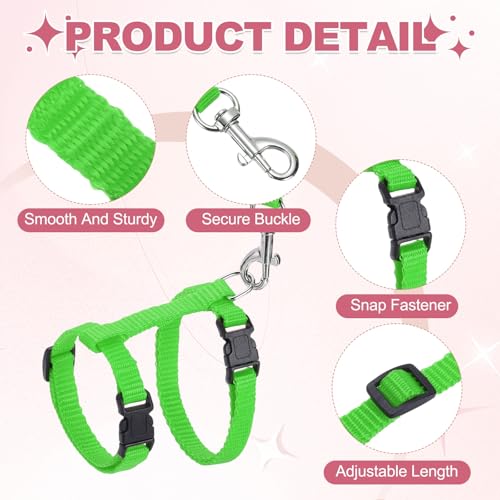 Rabbit Harness and Leash, Escape Proof Bunny Cat Leash Small Animal Harness Soft Adjustable Buckle(2Pcs, Grass Green/Sapphire) for Bunny Kitten Cats Puppies Walking Hiking - color: Grass Green/Sapphire