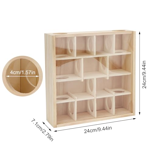 Hypeety Wooden Maze Tunnel Toy with Plastic Cover, Small Pet Animals Activity Sport Labyrinth Dwarf Hamster Play Toys Maze Tunnel Mice Wooden Funny Toy - color: Maze Tunnel