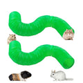 PINVNBY 2 Pcs Plastic Hamster Tunnel Toys,Guinea Pigs Folding Tube Collapsible Ferret Tubes Small Animal Exercising Training Tunnels for Gerbils Rats Mice Ferrets(Green) - color: 【Green】