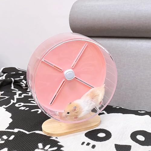 Silent Hamster Wheel,10.2 Inch Quiet Spinner Syrian Hamster Running Wheel,Anti-Skid & Adjustable Stand for Gerbils, Rats, or Other Small Pets,Pink - color: Pink