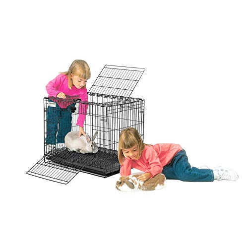 MidWest Homes for Pets Small Wabbitat Rabbit Cage, Grid Mesh Floor, Removable Tray, Top & Front Door Access, Rust Resistant Finish, No Tools Required - size: 25.0"L x 19.0"W x 20.0"H
