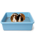 Oncpcare Deep Guinea Pig Litter Box with Metal Grid, Plastic Bunny Litter Pan Potty Trainer Tray for Small Animals Guinea Pig Ferret Rat Ideal for Cage Training and Easy Cleaning (15”x12”x4”, Blue) - size: M (15”x12”x4”)