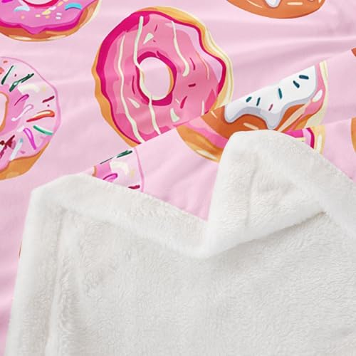 Feelyou Girls Donuts Blanket - Pink Chocolate Doughnut Throw for Couch, Bed, Sofa - Kawaii Food Sherpa Blanket - 30"x40" - color: Multi 3, size: Baby
