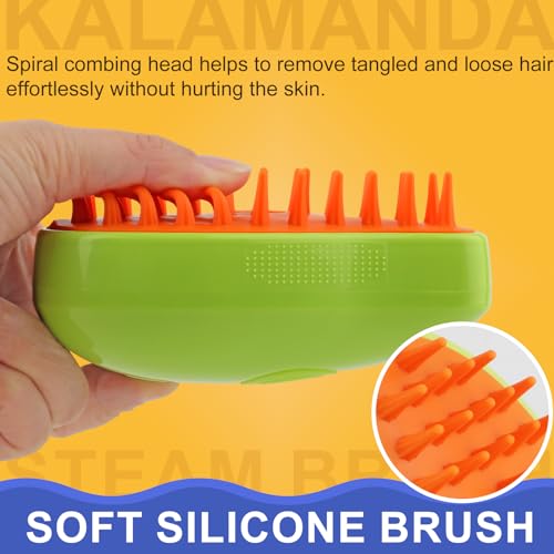 Cat Steam Brush, 3 In 1 Steamy Pet Brush, Silicone Massage Dog Hair Remover Comb, Spray Mist Grooming for Indoor Kittens (Mango Green) - color: Mango Green