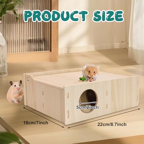 Hamster and Mouse Wooden Tunnel Cage Secret Peep Shed Waterproof | Chamber Hideout & Tunnel Exploring Toys Easy to install