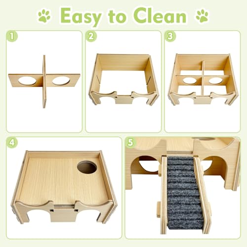 BNOSDM Wooden Hamster Hideout Syrian Hamsters Multi-Room Hideouts & Tunnel Exploring Toys Gerbils Wood House with Ladder for Dwarf Mouse Mice Rat and Other Small Animals - color: Wooden Hideout with Bridge
