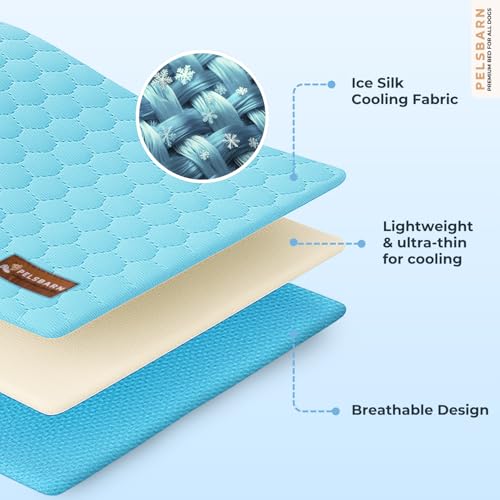 Dog Cooling Mat, Ice Silk Self-Cooling Pad, Light Blue, L - color: Light Blue, size: Large