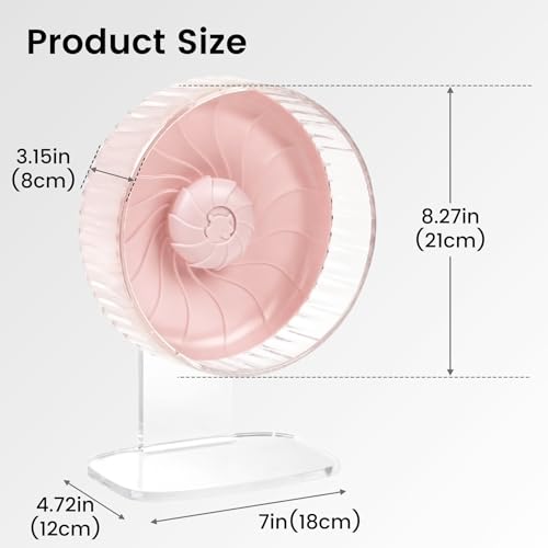 8 inch Silent Hamster Wheel with Adjustable Stand, Pink | Double-Bearing Design, Adjustable Stand, Smooth-Rotating Exercise Wheel for Hamsters, Mice and Other Small Pets - color: Pink With Stand, size: 8in
