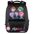 AI ACCESSORY INNOVATIONS K-Pop Demon Hunters Chibi Saja Boys 16” Backpack for Girls, Featuring Jinu, Abby, Mystery, Romance, & Baby, Saja Rubber Molded Bag Charm, Saja Boys - style: Saja Boys