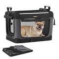 Feandrea Collapsible Dog Crate, Portable Travel Crate, 24-Inch | Oxford Fabric Pet Carrier with 4 Mesh Doors, Handles, Storage Pocket, Water Bottle Holder, UPDC016B01 - size: 24.0"L x 16.5"W x 16.5"H