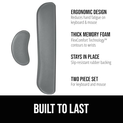 GORILLA GRIP Silky Gel Memory Foam Wrist Rest for Computer Keyboard, Mouse, Ergonomic Design for Typing Pain Relief, Desk Pads Support Hand and Arm, Mousepad Rests, Stain Resistant, 2 Piece Pad, Gray - color: Gray, size: Set of 2 (Keyboard Rest + Mouse Re
