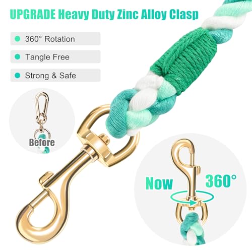 5 FT Handmade Rope Dog Leash for Small Medium and Large Dogs | Soft and Comfortable Grip, New Golden Heavy Duty Metal Clasp, Moss Green - color: Moss Green, size: 5FT x 1/2in (Pack of 1)