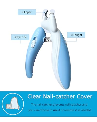 Cat Dog Pet Nail Clippers with Light, Llluminates Cat Dog Nails or Bloodline,Safety Pet Nail Clipper for Dogs, Cats, Rabbits Sharp No Nail Splitting (Pink)