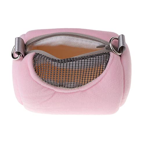 Pet Cage Cross Body Accessories Cylinder Design Soft Practical House Travel Portable Squirrel Visible Mesh Hamster Carrier Bag(Pink)