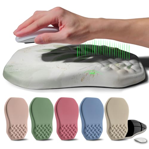 Ergonomic Raised Mouse Pad Wrist Support with Bilateral Slope Memory Foam Mousepad for Wrist Rest and Carpal Tunnel Pain Relief 11.8x7.9〃 Green Leaf - color: Green Leaf