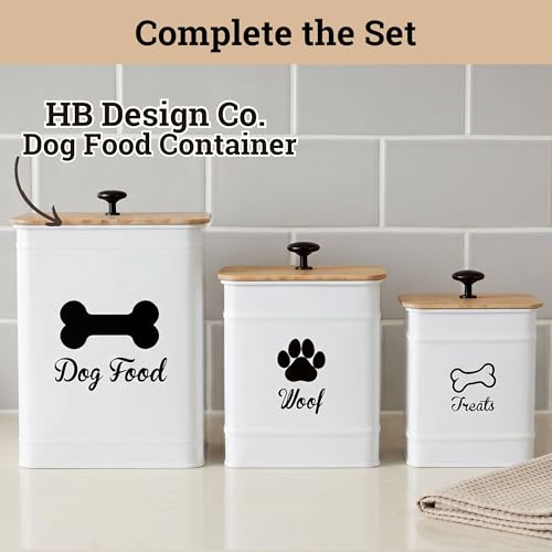 Dog Treat Container Set of 2 with Airtight Bamboo Lids - 8x6 & 7x5 inch | Fits All Popular Treats, Up to 20 Cups Combined Capacity, Airtight Bamboo Lid, Easy Open Lid, Dent-Resistant Durable Metal - color: White - Large