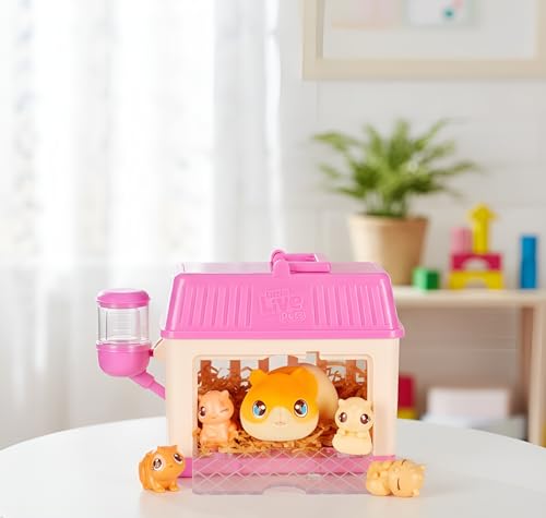 Little Live Pets Hamster Mini Interactive Toy Set, Hutch Animal Playset with 3 Surprise Babies, 20+ Sounds, Hamster Must-Haves for Ages 3+ | 20+ sounds, deluxe hutch reveals 3 babies, accessories; interactive pet toy for kids ages 4+ - style: Hamster