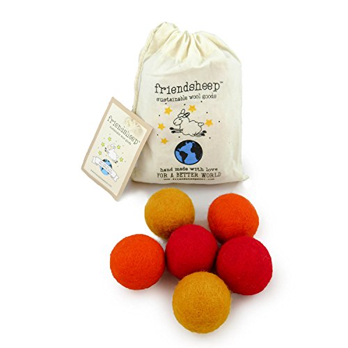 Friendsheep Eco Wool Pet Toy Ball - Cat, Ferret, Small Dog - Fair Trade, Handmade in Nepal, Eco-Friendly - 100% Wool, 6-Pack (Balls x6, Orange Crush) | For cats, ferrets & small dogs 100% wool, fair trade, handmade in Nepal, eco-friendly 6 balls per pack