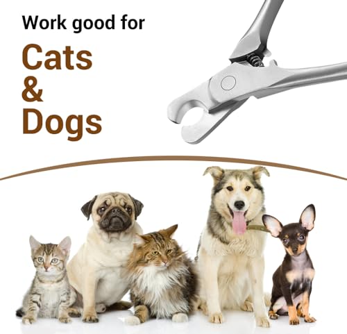 Cat Nail Clipper, Stainless Steels Pet Nail Cutters with Crescent-Shaped Cutter Avoid Overcutting for Dogs Cats Rabbits