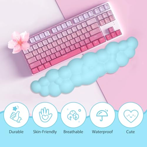 JIKIOU Upgrade Leather Cloud Wrist Rest for Keyboard and Mouse & Cup Pad | Wish Gift-Cute Cloud Shape, Comfortable and don’t Irritate to Skin, Non-Slip PU Base,Soft Memory Foam filled for Pain Relief - color: 11blue