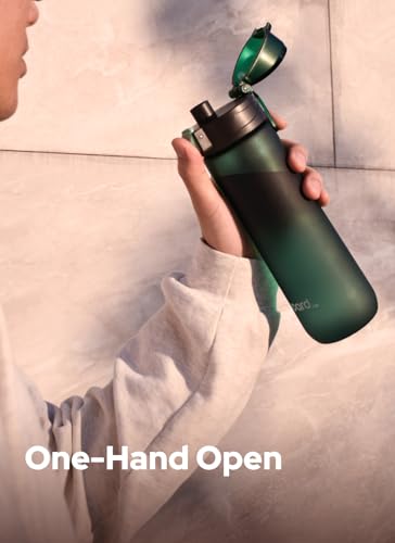 Opard Zip 20oz Plastic Water Bottle Dishwasher Safe, Leakproof Flip-Top Lid, BPA Free Tritan, Wide Mouth Reusable Kids Water Bottle for School Hiking Commuting Outdoor Travel and Gym - color: Forest-Green, style: 20 oz - Fast Flow