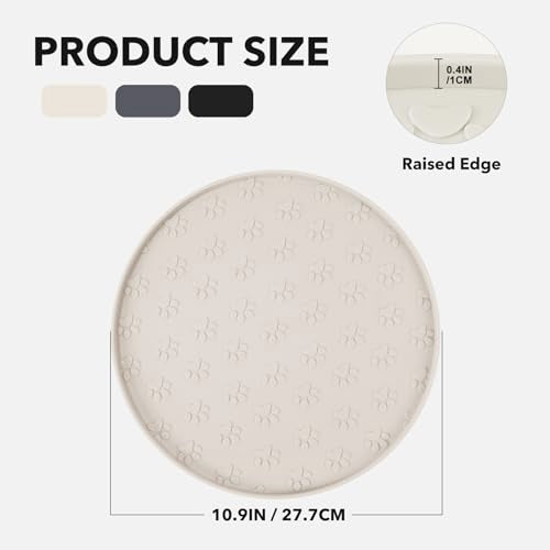 Silicone Pet Food Mat - Waterproof Dog Food Bowl Mat Cat Feeding Mat Thicker Pet Placemat Eating Mat with High Lip to Prevent Spills, Dog Cat Water Bowl Mat for Messy Drinkers to Protect Floors, Beige - color: Beige