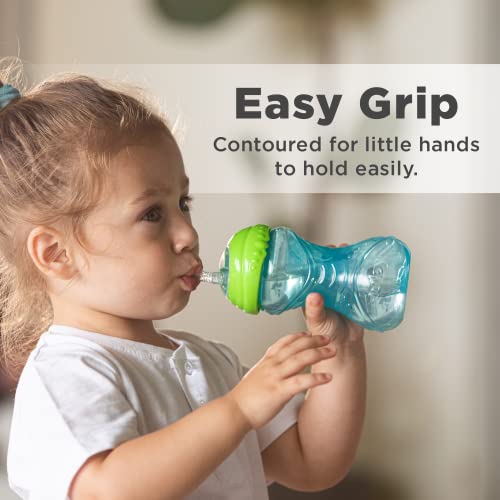 Nuby 3 Piece No-Spill Easy Grip Cup with Flex Straw, Clik It Lock Feature, Boy, 10 Ounce - color: Red, Blue & Green