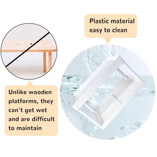 Hamiledyi Hamster Cage Platform Plastic Syrian Hamster Platform with Wood Ladder Stand Climbing Toy for Gerbil Mice Sugar Glider Rat
