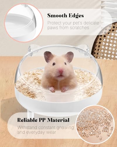 Pawfly Hamster Sand Bath Container, Hamster Sand Bath Box, Hamster Bathtub, Hamster Bathroom, Hamster Toilet, Plastic Dust Bath for Dwarf Hamsters, Syrian Hamster, Mice, Gerbils & Small Animal, White - color: White