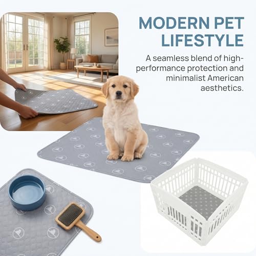 PJYuCien 2 Pack 36"x36" Reusable Playpen Training Pad for Puppies, Gray | Ideal for Small Animals, Dog Crate Pad, Travel Mat, Sofa Protector, Non-slip Dotted Bottom, Machine Washable - color: Gray White, size: 36"x36" (2 Packs)