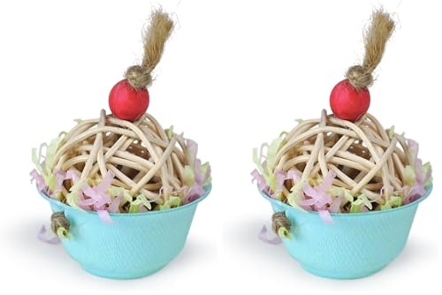 Prevue Pet Products Sugarcane Cupcake Small Animal Chew Toy (Pack of 2) - size: 2 1/2" L x 2 1/2" W x 3 3/4" H (Pack of 2)