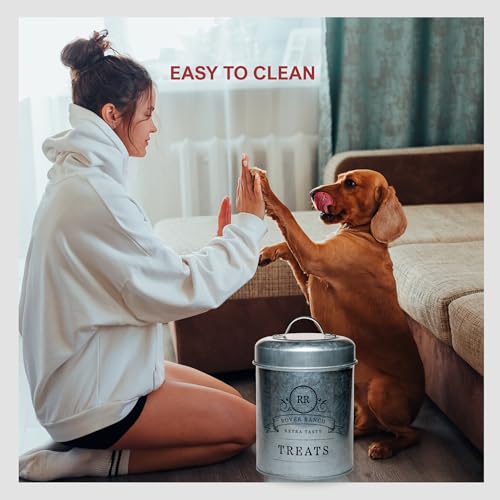 Amici Home Rover Ranch Pet Rover Ranch Metal Treats Canister - Silver 64 Oz - style: Treats