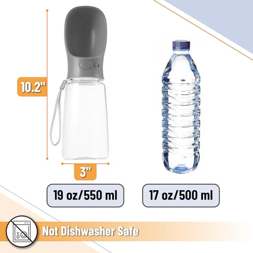 Mr. Pen- Portable Dog Water Bottle, 19 oz, Large | Leak Proof Puppy Water Dispenser with Drinking Feeder for Pets, Outdoor Walking, Hiking, Travel, Not Dishwasher Safe - color: Gray