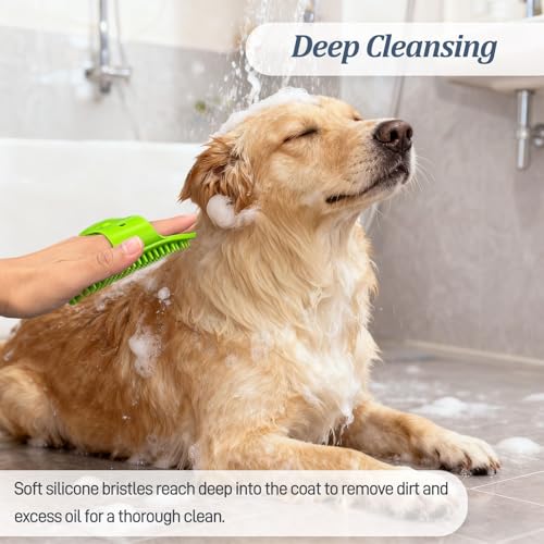 2-Pack Pet Grooming Bath Brush Set for Dogs & Cats, Soft Rubber Shampoo Massage Comb with Adjustable Ring Handle