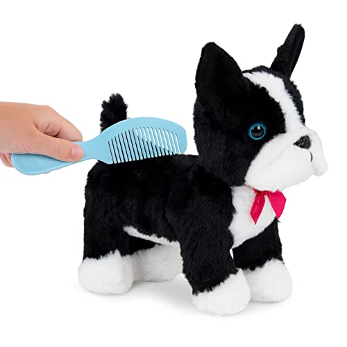 Pucci Pups Plush Puppy Dog Carrier Set, Floral Glam Bag, Boston Terrier | Includes plush puppy, floral print carrier, and comb for cuddling, carrying, and grooming play; stuffed animal set; 2+ Years - style: Boston Terrier - Floral Bag