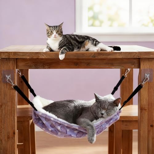 Covzoe 6 Pieces Cat Hammock for Cage, Reversible Soft Pet Hanging Bed | Double Sided Pet Sleeping Hammock with Adjustable Strap for Cat Ferret Puppy Rabbits Small Animals