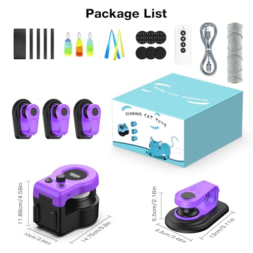 Interactive Cat Toys for Indoor Cats, Cat Treadmill Auto/Remote Control DIY Cat Mouse Hunting Toys, Keep Bored Kitten Dog Entertained to Chase, Feather Toy to Exercise Wheel-Purple - color: Purple