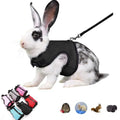 Rabbit Leash and Harness Escape Proof Bunny Harnesses Mesh Vest Black M | Soft Adjustable Buckle for Ferret Guinea Pig Hamster Squirrel Rat Walking Small Animal Pets - color: Black, size: M (Neck:5.5"-7" Chest:6.2"-8.5")