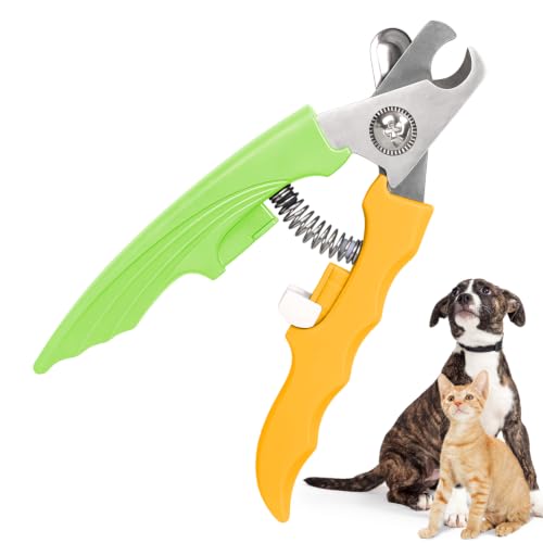 Yellow Green Large Dog Nail Clipper with Guard Dog Nail Trimmer | Stainless Steel Blade,Ergonomic Fishtail ABS Handle,Cat Nail Clipper,Cat Nail Trimmer,Cat Toenail Clipper,Pet Nail Trimmer - color: Yellow Green, size: 6.38in/16.2cm