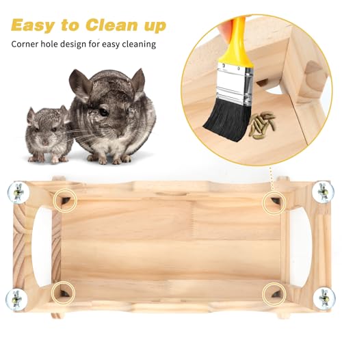 Rypet Wood Chinchilla Ledges and Platforms Set | Chinchilla Wooden Ledges, Pine Wood Cage Accessories, Hideout for Sugar Gliders Rats Squirrel