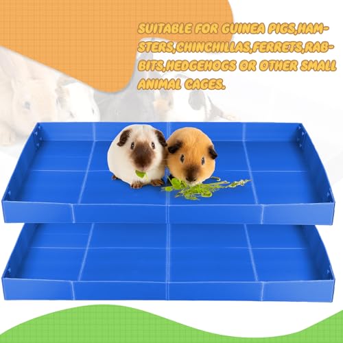 Wenqik 2 Pcs Guinea Pig Cage Liner Corrugated Plastic Cage Liner Base 2 x 4 Panel Size for Small Animals Hedgehogs Rabbits Tray, 55 x 27 Inch (Blue) - color: Blue